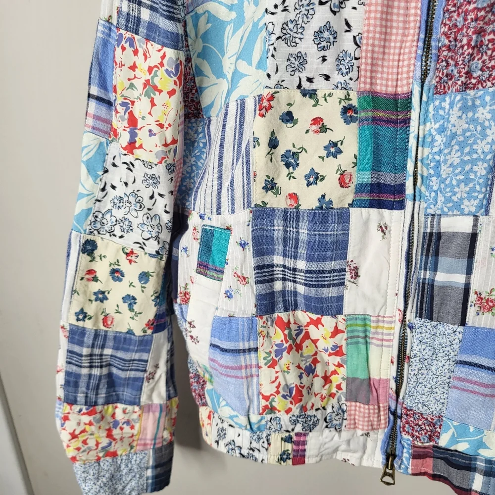 Polo Ralph Lauren RARE Multicolor Patchwork Cotton linen Bomber Jacket - Picture 3 of 8